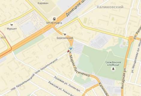 Billboard A in Dnipro (Dnipropetrovsk), 6х3  st.Marii Lisicenko, bila zupinki "Rinok Berezins'kij", z centru scheme