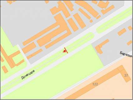 Billboard A in Dnipro (Dnipropetrovsk), 6х3  Donec'ke sose - st.Berezins'ka (pered povorotom na TRC Karavan), ruh do Karavanu, pravoruc scheme