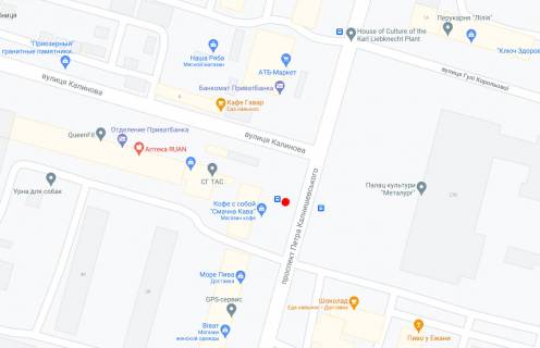 Нестандарт A в Днепр (Днепропетровск), 0,81х1,92  Пр. Петра Калнишевського (Косіора), біля буд.34А, за вул.Калинова схема