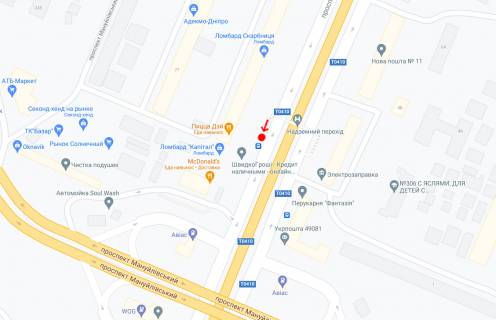 Нестандарт B в Днепр (Днепропетровск), 0,80х1,84  Пр.Слобожанський, біля буд.1Ж, біля МАКДОНАЛДС схема
