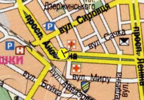 Билборд  в Каменское (Днепродзержинск) пр-т Аношкіна 7, з центру схема