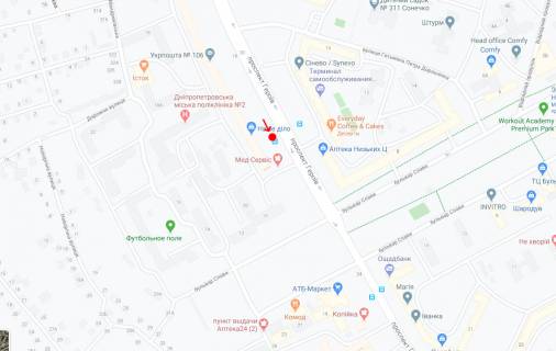 Нестандарт A в Днепр (Днепропетровск), 0,8х1,85  Пр.Героїв, біля буд.12 (вул.Бакинська) схема