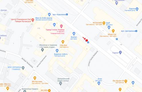 Нестандарт B в Днепр (Днепропетровск), 0,98х1,96  Пр. Дмитра Яворницького (Карла Маркса), біля буд.61, перед площею Героїв Майдану (Леніна) схема