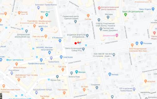 Нестандарт A в Днепр (Днепропетровск), 0,8х1,85  Вул.Михайла Коцюбинського, біля буд.2 схема