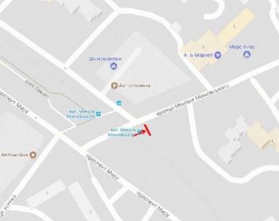 Билборд A в Днепр (Днепропетровск), 6х3  Міхновського (колиш. Щербини) , біля пр.Миру ("АТБ-маркет", в бік Березинського ринку, до центру) схема