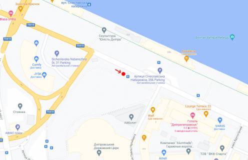 Нестандарт A в Днепр (Днепропетровск), 0,80х1,90(перф)  Вул.Січеславська Набережна (Набережна Леніна), біля буд.33А, біля Державного Цирку схема