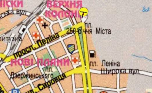 Билборд A в Каменское (Днепродзержинск) пл. 250-річчя міста, біля Днепровського Металурнійного Комбінату, в центр  схема