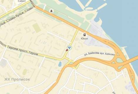 Билборд A в Днепр (Днепропетровск), 6х3  пров. Добровольців, 6, до центру схема