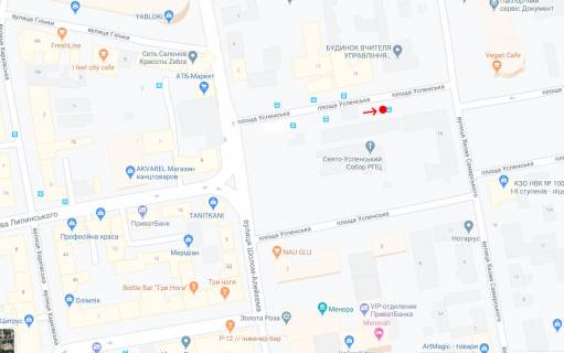 Нестандарт A у Дніпро (Дніпропетровськ), 0,8х1,50 (перф)  Пл. Успенська (Дем'яна Бєдного), біля буд.16 -3- схема
