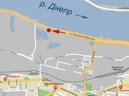 Билборд B в Днепр (Днепропетровск), 6х3  вул.Набережна Заводська, електроопора 243-245, перед заводом Євраз, на стороні заводу схема