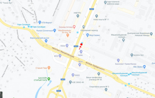 Нестандарт A у Дніпро (Дніпропетровськ) Пр.Слобожанський, біля буд.4 схема