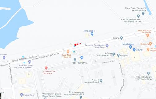 Нестандарт A в Днепр (Днепропетровск), 0,75х2,03 (перф)  Вул.Набережна Заводська, біля буд.98А схема