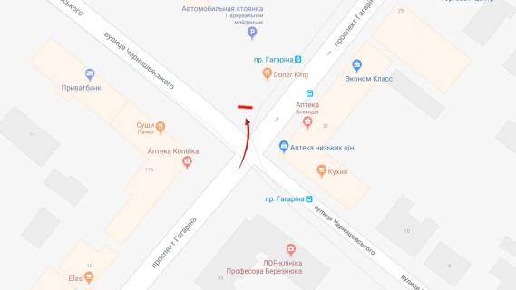 Video Billboard  in Dnipro (Dnipropetrovsk) av.Gagarina, 8a TC "Nagorka", perehresta z st.Cernisevs'kogo, kramnici, supermarketi - 260633 scheme