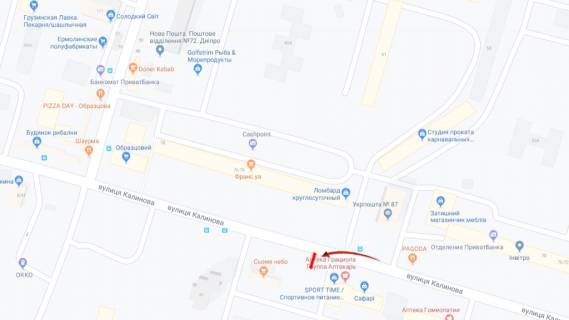Билборд  в Днепр (Днепропетровск) вул. Калинова, Образцовий ринок схема