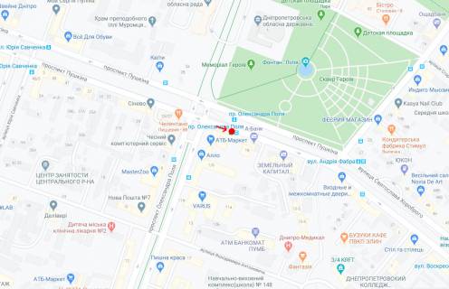 Нестандарт A в Днепр (Днепропетровск), 0,8х1,50 (перф)  Пр.Лесі Українки (пр.Пушкіна), біля буд.21 схема