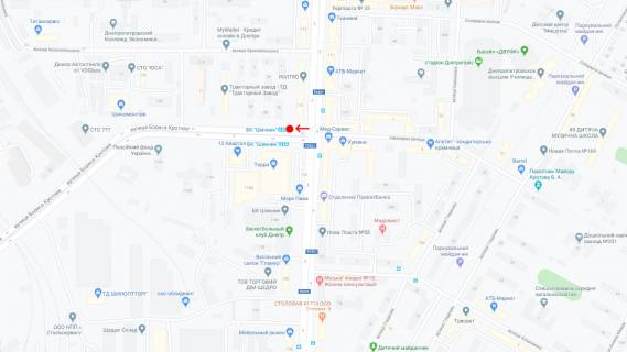 Нестандарт A в Днепр (Днепропетровск), 0,8х1,91 (перф)  Вул.Чорних Запорожців (Кротова), 1 Б схема
