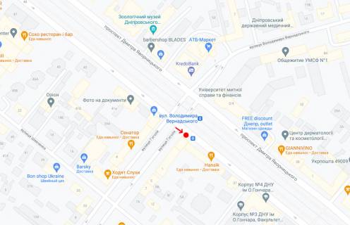 Нестандарт A в Днепр (Днепропетровск), 0,74х2,02(перф)  Пр. Дмитра Яворницького (Карла Маркса) – вул.Гоголя,1 схема