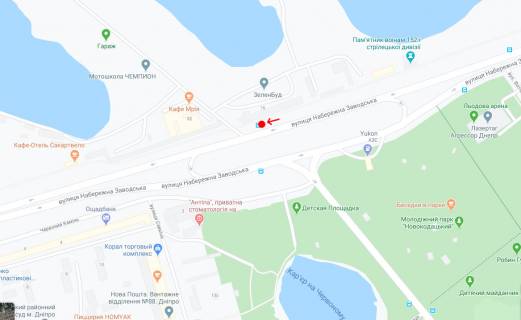 Нестандарт A в Днепр (Днепропетровск), 0,75х2,03 (перф)  Вул.Набережна Заводська, навпроти буд.80 схема