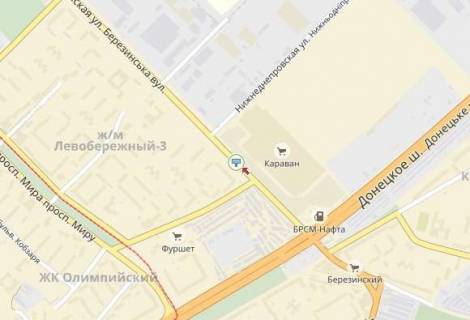 Білборд, Бігборд (Борд)  B у Дніпро (Дніпропетровськ), 6х3  вул.Березинська, 31, навпроти ТРЦ "Караван", біля супермаркету "Олди" схема
