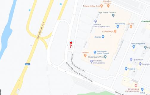 Нестандарт A в Днепр (Днепропетровск), 0,75х2,00 (перф)  Вул. Сонячна Набережна (Маршала Малиновського), біля буд.2 схема