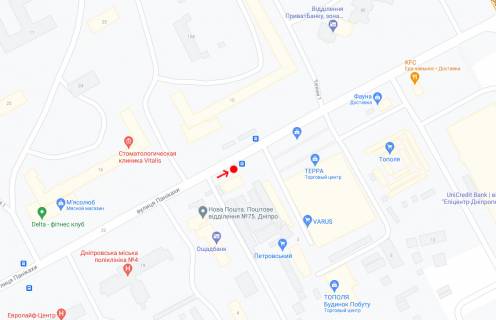 Нестандарт A в Днепр (Днепропетровск), 0,80х1,48(перф)  Вул.Панікахи, 15, поруч з ТЦ ТЕРРА схема