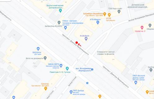 Нестандарт A в Днепр (Днепропетровск), 0,73х1,98(перф)  Пр. Дмитра Яворницького (Карла Маркса), біля буд.34, після вул. Володимира Вернадського (Дзержинського) схема