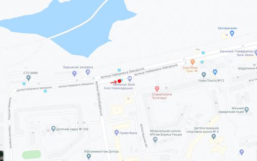 Нестандарт A в Днепр (Днепропетровск), 1,18х2,03  Вул.Набережна Заводська, біля буд.133 схема