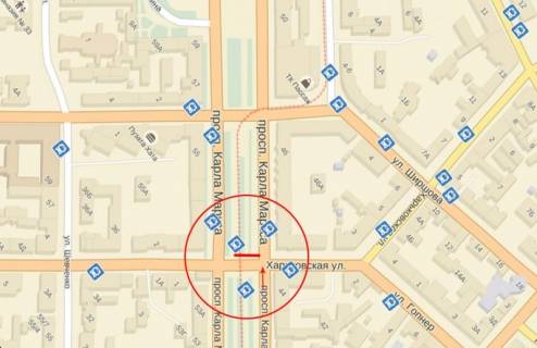 Scrolller, Scroll  in Dnipro (Dnipropetrovsk) av.D.Avornic'kogo - st.Sicovih stril'civ (na alei av.D.Avornic'kogo) - 261292 scheme