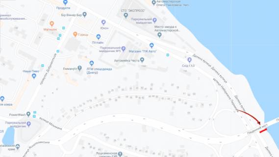 Билборд B в Днепр (Днепропетровск), 6х3  вул. Набережна Перемоги (р-н Південного моста) схема