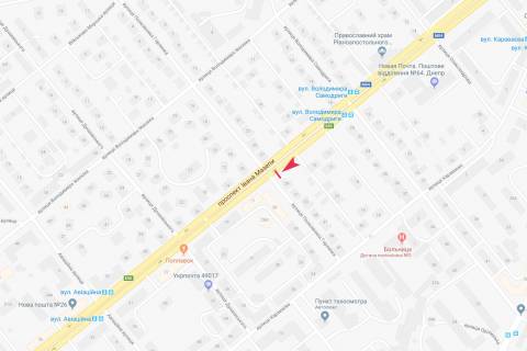 Billboard B in Dnipro (Dnipropetrovsk), 6х3  av.Ivana Mazepi - st.Polkovnika Gorlenka scheme