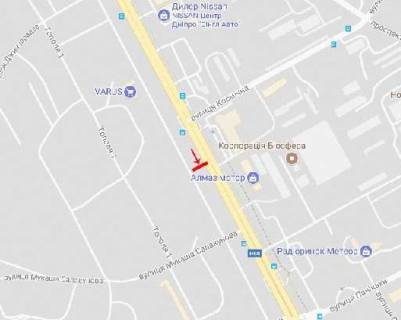 Билборд A в Днепр (Днепропетровск), 6х3  Запорізьке шосе, навпроти автосалону Тойота та МЦ "Biennale" схема