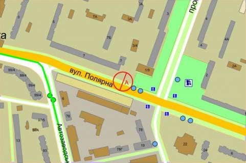 Призма A в Киеве, 6x3  Полярна, 7 (АТБ-Маркет), після 100 метрів руху від проспекту Маршала Рокосовського до площи Т.Шевченка - 27404 схема