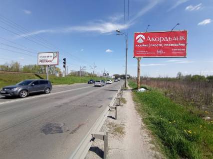 Билборд A в Киеве, 6x3  просп. Повітряних Сил (Повітрофлотський) (Нова дорога),  150 метрів від з'їзду з Кільцева дорога, рух в напрямку центру Києва схема