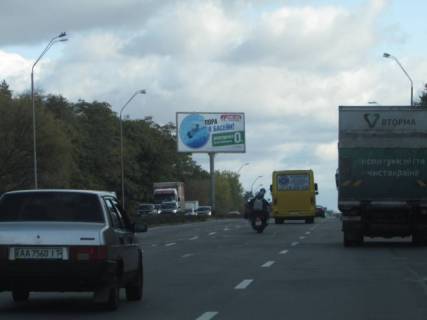 Билборд A в Киеве, 6x3  Броварський проспект (розподілювач), рух в напрямку Броварів, за 200 метрів до АЗС "ОККО" схема