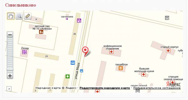 Білборд, Бігборд (Борд)  B у Синельниково, 3х6  вул. Миру, напроти будинка №26 схема