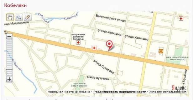 Білборд A у Кобеляках, 3х6  вул.Шевченка (біля будинку №52) схема