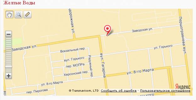 Билборд A в Желтых Водах, 3х6  вул. Заводська район центрального ринку схема