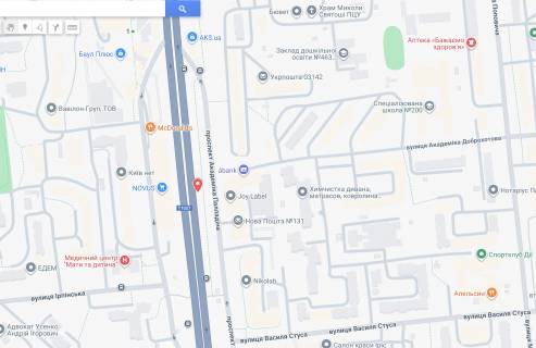Билборд A в Киеве М."Академмістечко" пр.Палладіна 24 напрямок до Пущі-Водиці схема