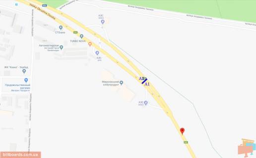 Билборд A в Киеве, 3*6 м  Академіка Заболотного, 158 (в сторону Столичного шоссе) схема