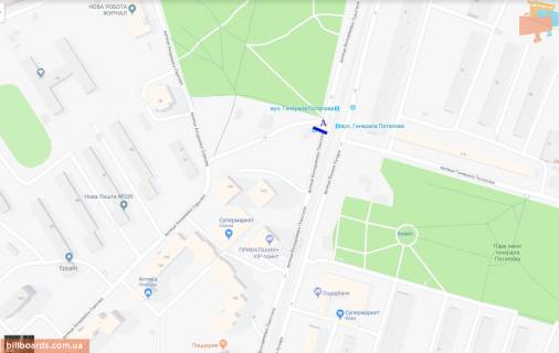 Билборд A в Киеве, 3*6 м  ул. Покотыла Володимира/Василя Доманицького вул. (Генерала Потапова) схема