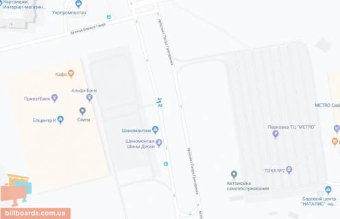 Билборд A в Киеве, 3*6 м  Просп. Петра Григоренка (на разделители между Эпицентром и Метро) схема