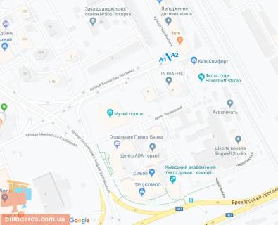 Билборд A в Киеве, 3*6 м  ул. Нестайка Всеволода (Мильчакова), 8, в сторону ул. Челябинская схема
