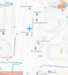 Билборд A в Киеве, 3*6 м  ул. Оноре де Бальзака, 84 (в сторону Олександри Екстер вул. (Цвєтаєвої Марини)) схема