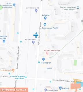 Билборд B в Киеве, 3*6 м  ул. Оноре де Бальзака, 84 (в сторону ул. Милославская) схема