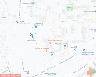 Билборд A в Киеве, 3*6 м  ул. Теодора Драйзера (в сторону О. де Бальзака) схема