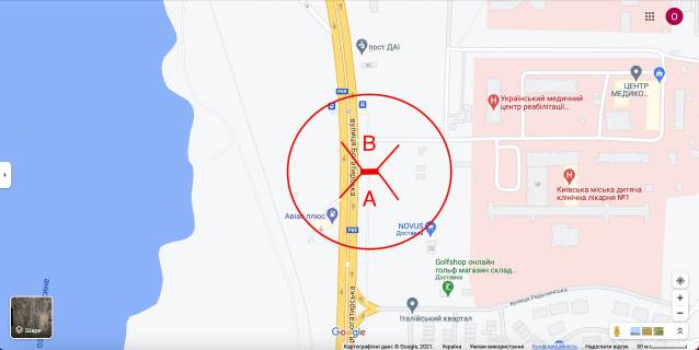 Billboard B in Kyiv st. Bogatirs'ka, 30 (04-628-01) v napramku Kieva scheme