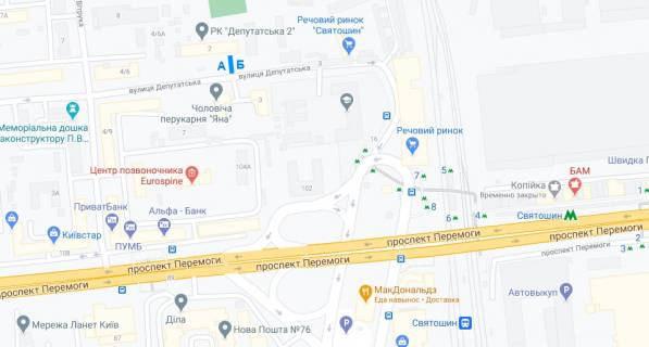 Билборд B в Киеве, 3*6 м  ул. Депутатская 2 (в сторону Авіаконструкторська вул. (Генерала Вітрука)) схема