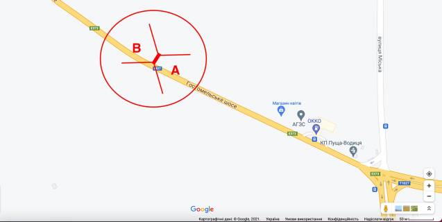 Билборд B в Киеве Гостомельське шосе-01 (04-0619-01) в напрямку Києва схема