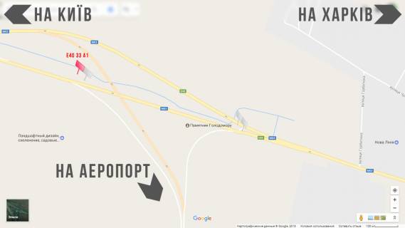 Билборд A в Борисполе Бориспільське шосе   33км, в'їзд в м.Бориспіль з Києва Лівий схема