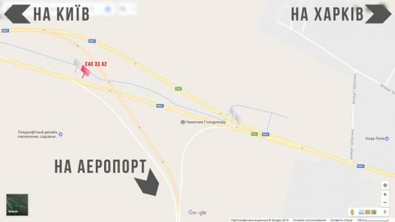 Билборд A в Борисполе, 3х6  Бориспільське шосе   33км, в'їзд в м.Бориспіль з Києва Правий  схема